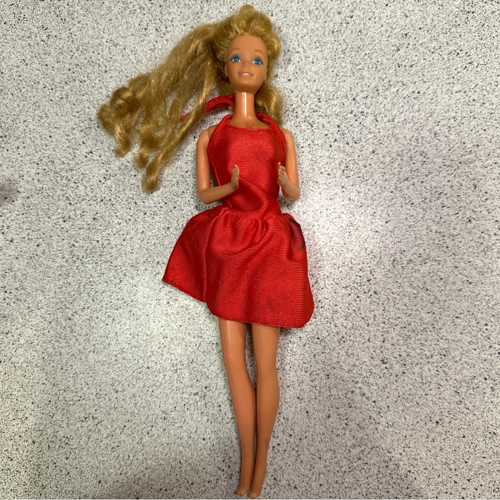 Vintage Mattel 1966 Barbie Doll Made In Philippines with red dress